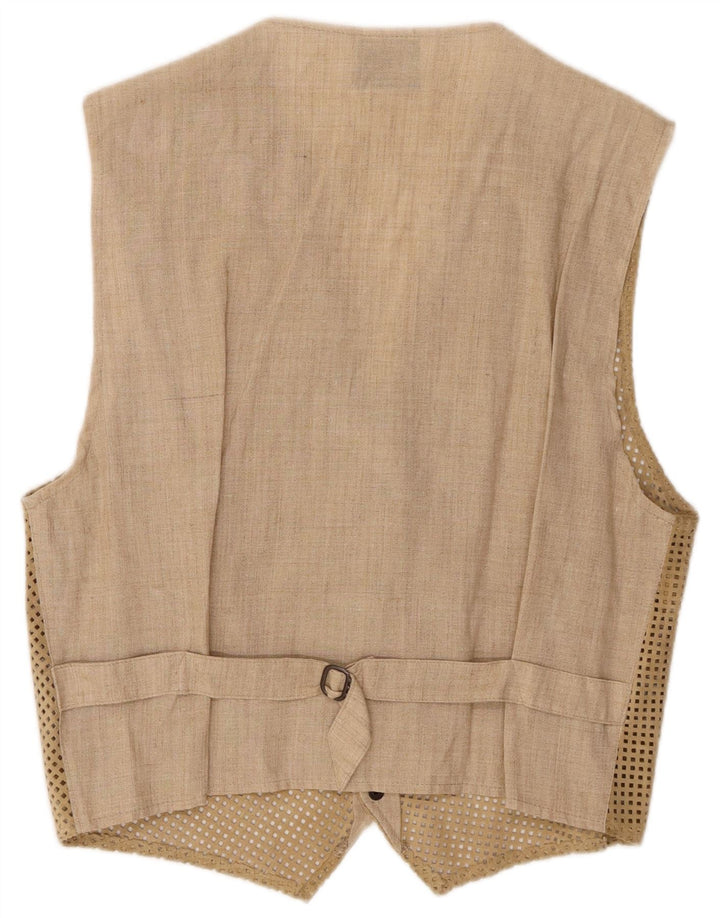 Vintage Herren Wildlederweste IT 46 Kleines Beige Leder