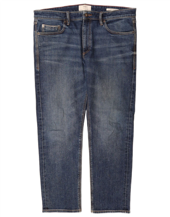 Marks & Spencer Herren Slim Jeans W36 L29 Blaue Baumwolle