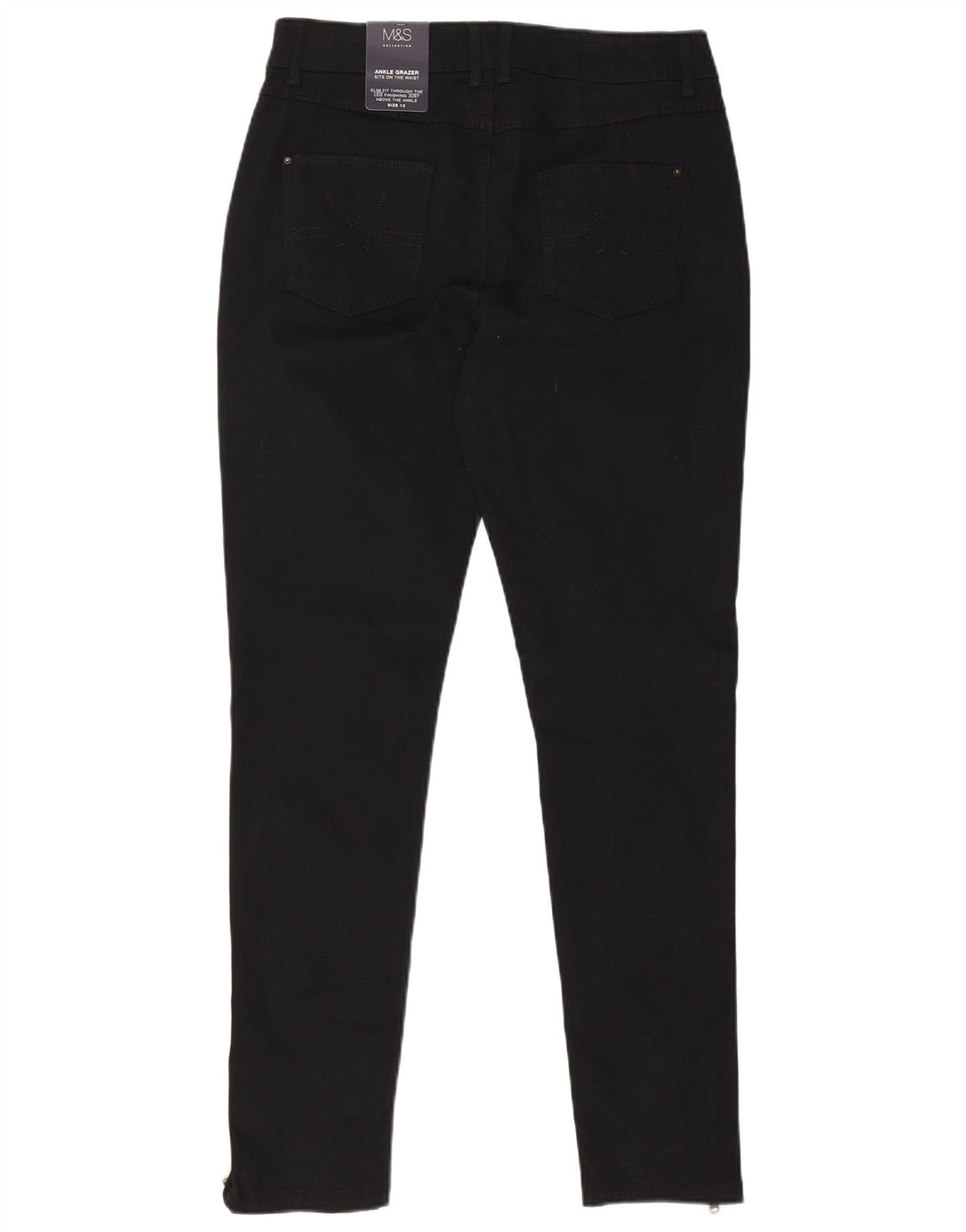 Marks & Spencer Damen Slim Casual Hose UK 12 Medium W30 L30 Schwarz