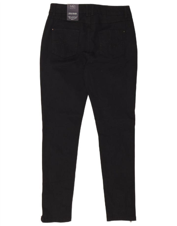 Marks & Spencer Damen Slim Casual Hose UK 12 Medium W30 L30 Schwarz