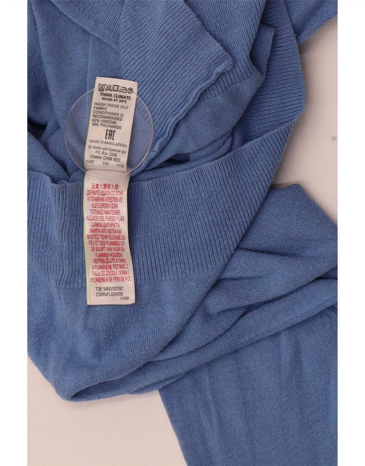 Marks & Spencer Damen Crop Cardigan Pullover UK 10 Small Blaue Viskose