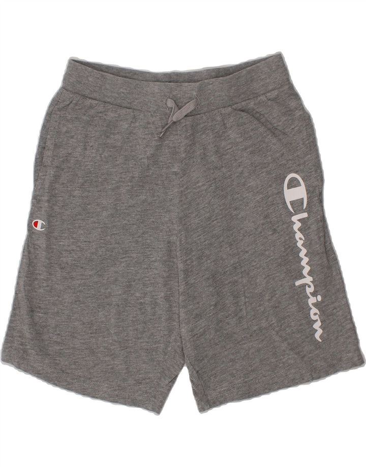 CHAMPION Boys Graphic Sport Shorts 9-10 Years Medium Grey Cotton Vintage Champion and Second-Hand Champion from Messina Hembry 