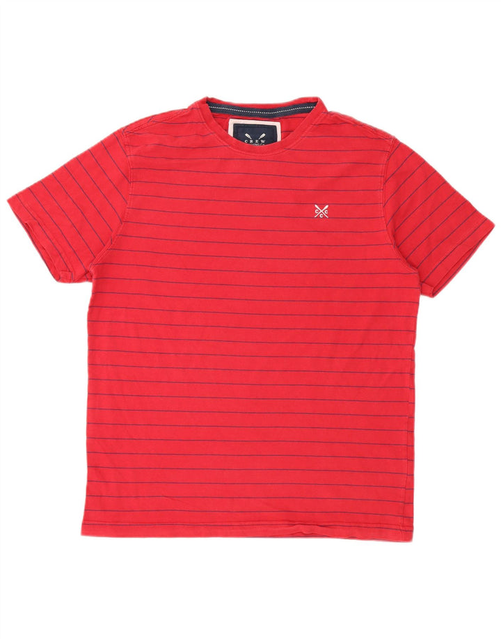 Crew Clothing Herren-T-Shirt-Oberteil, mittelrot, gestreift, Baumwolle