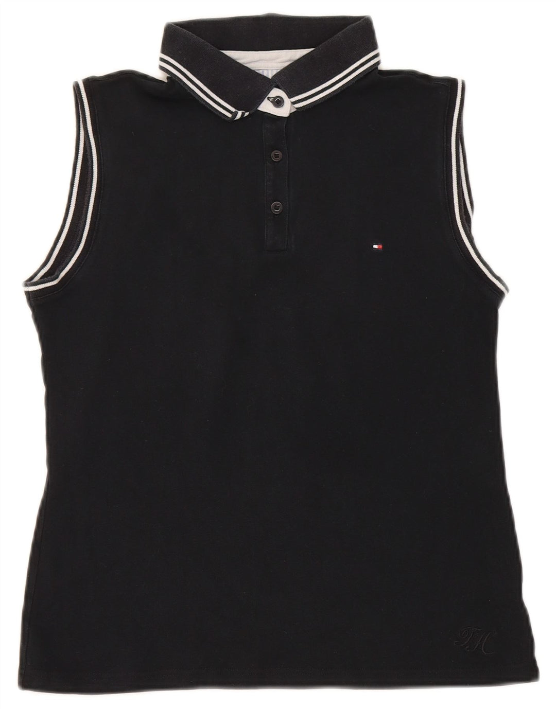 Tommy Hilfiger Damen ärmelloses Poloshirt EU 40 Medium Schwarz