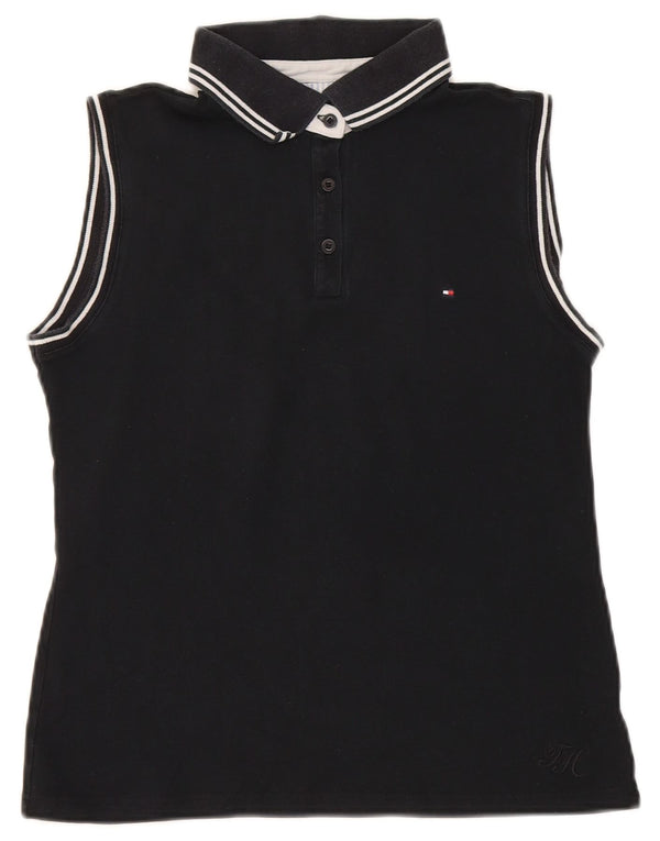Tommy Hilfiger Damen ärmelloses Poloshirt EU 40 Medium Schwarz