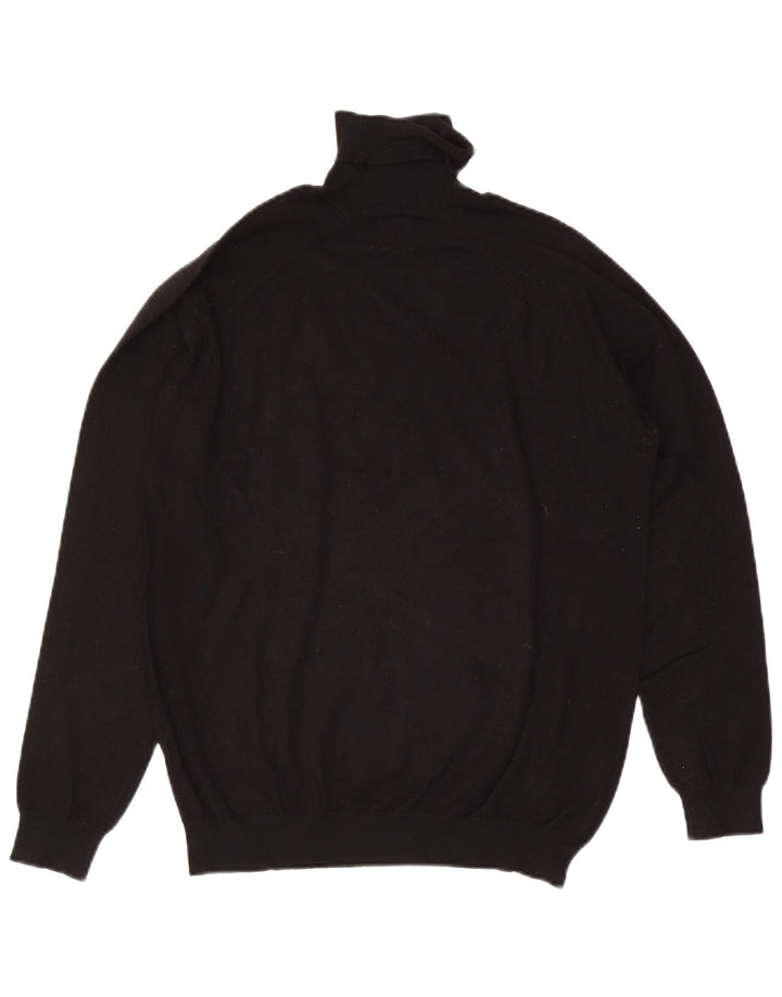Zara Herren-Pullover mit Rollkragen, groß, schwarze Viskose
