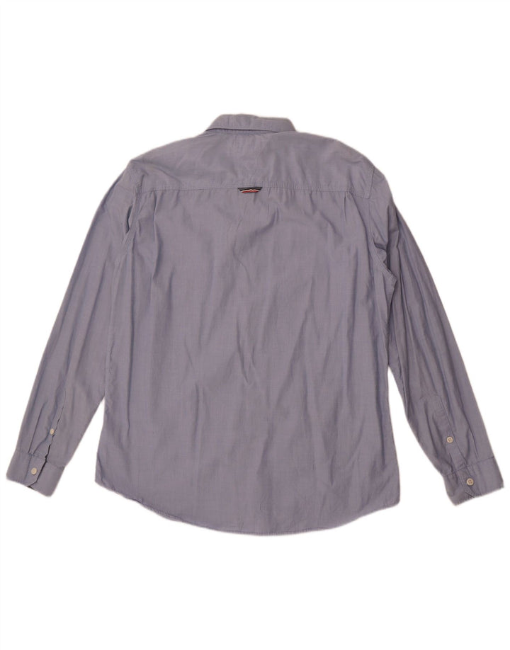 Tommy Hilfiger Herren-Hemd mit normaler Passform, XL, blaue Baumwolle