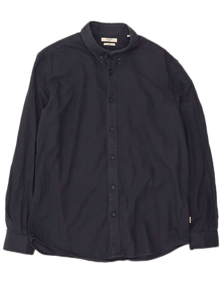 Jack & Jones Herren-Slim-Hemd XL aus marineblauer Baumwolle