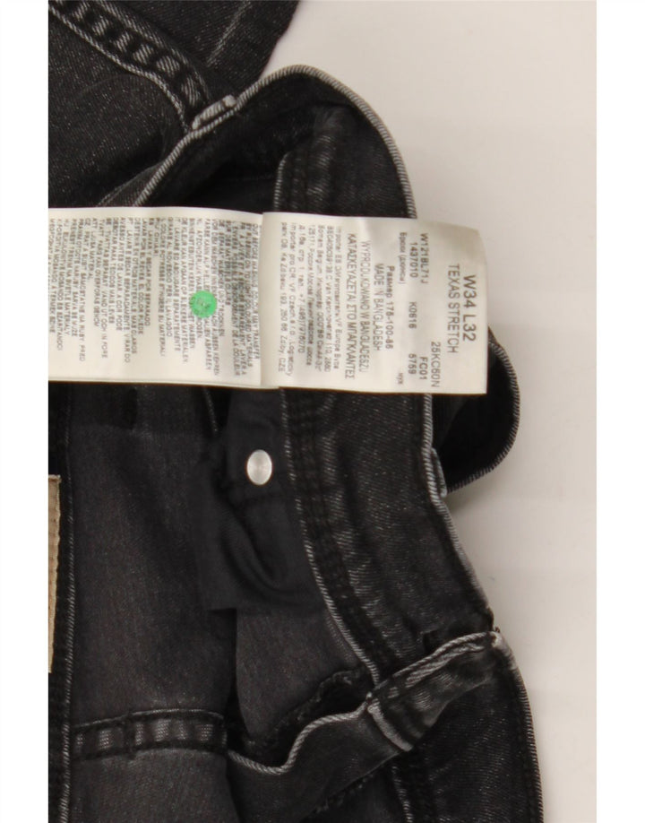 Wrangler Herren Texas Stretch Straight Jeans W34 L32 Schwarze Baumwolle