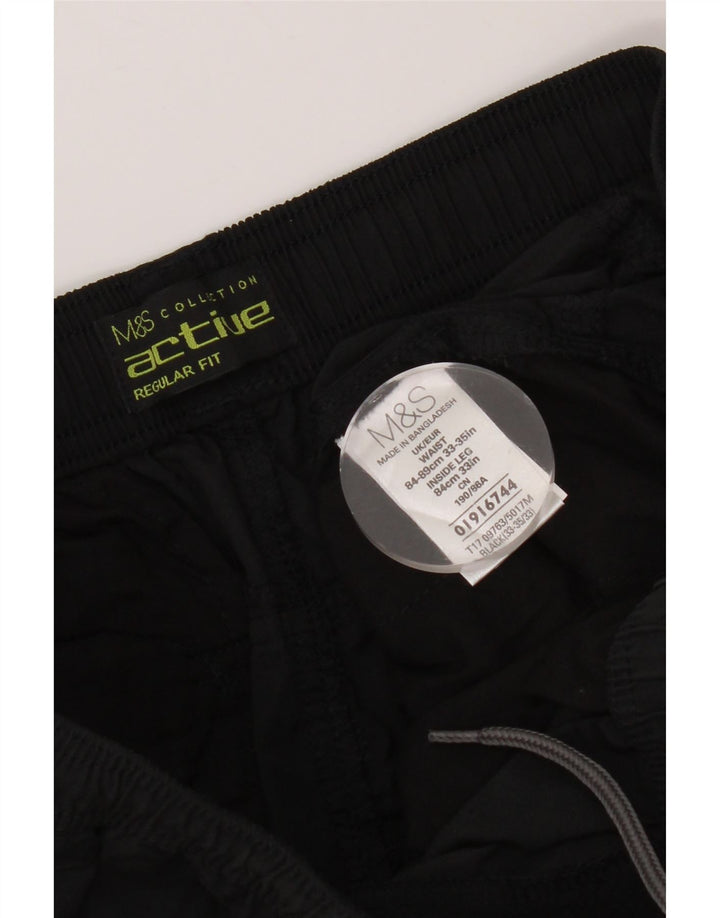 MARKS & SPENCER Herren-Chinohose mit normaler Passform, W33 L33, schwarze Baumwolle
