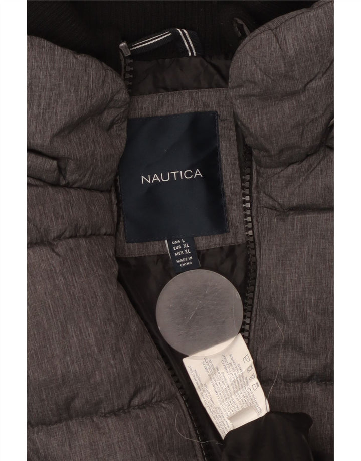 Nautica Damen Wattierter Mantel UK 16 Large Graues Nylon