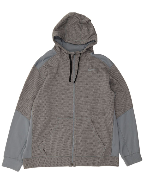 Nike Herren Therma-Fit Zip Hoodie Pullover 2XL Grau Colourblock Polyester