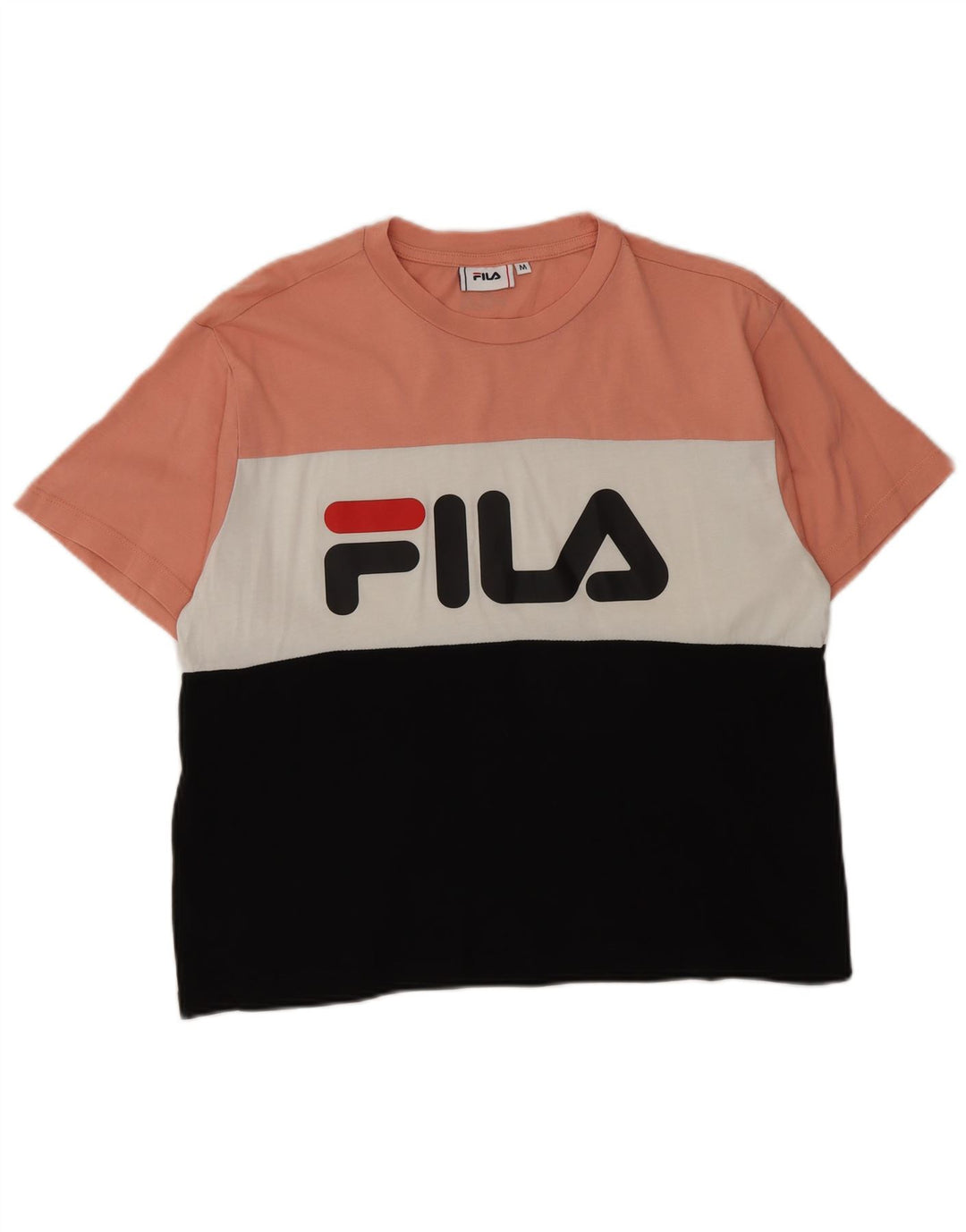 Fila Damen Grafik-T-Shirt-Oberteil UK 14 Medium Mehrfarbig Colourblock