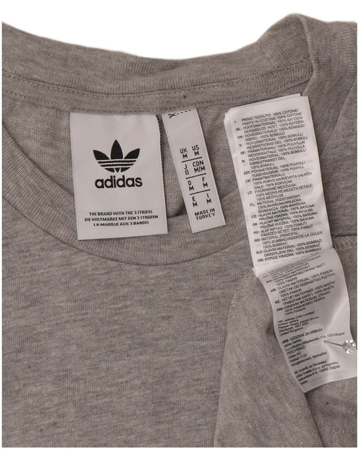 ADIDAS Mens Graphic T-Shirt Top Medium Grey Cotton