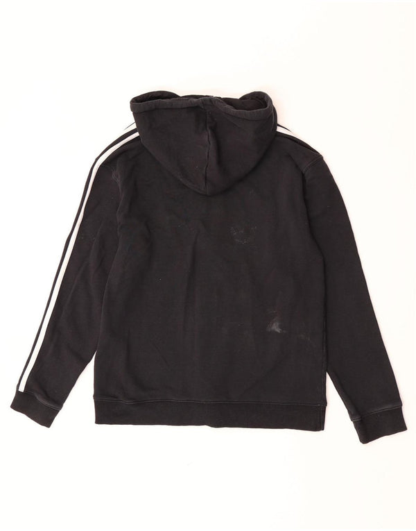 Adidas Damen Zip Hoodie Pullover UK 12/14 Mittelschwarze Baumwolle