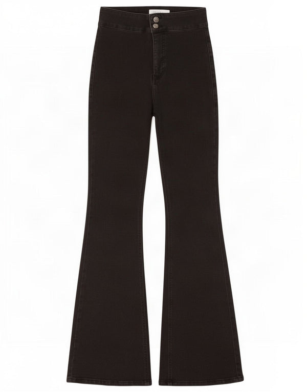 Topshop Damen-Jeans mit hohem Bund, ausgestellt, W30, L32, Schwarz