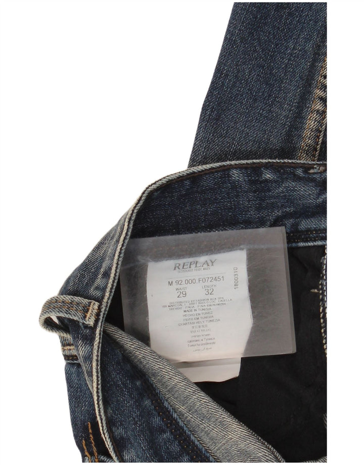 Replay Damen Distressed Slim Jeans W29 L32 Marineblau Baumwolle