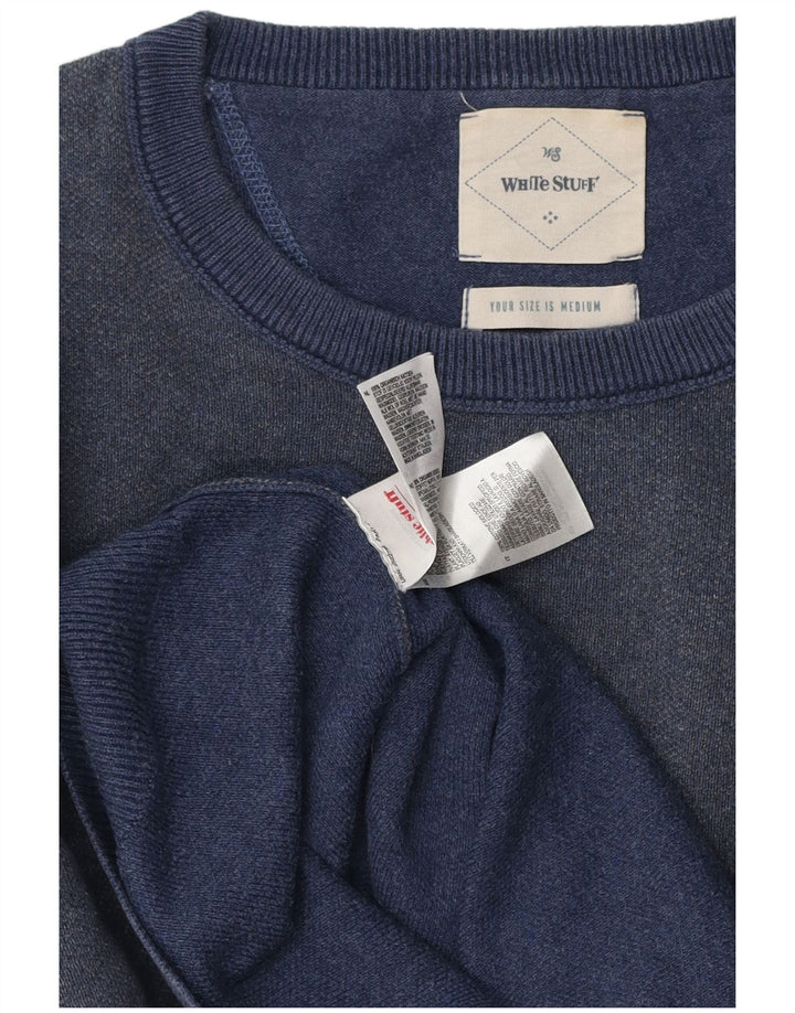 White Stuff Herren-Pullover mit Rundhalsausschnitt, mittelmarineblaue Baumwolle