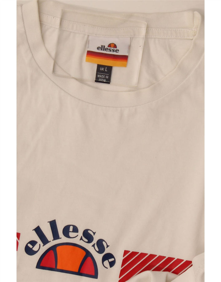 ELLESSE Herren T-Shirt Top Large Weiß Colourblock