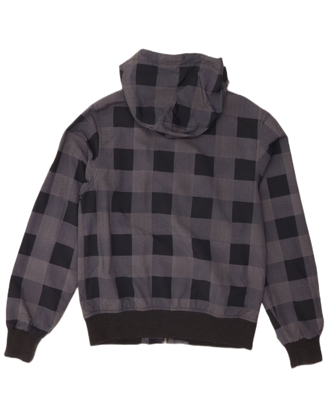 Billabong Herren-Bomberjacke mit Kapuze, UK 38, mittelgraues Gingham-Polyamid