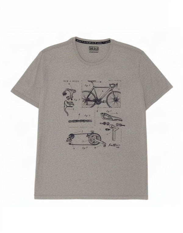 Fat Face Herren-T-Shirt mit Grafik, 2XL, grau meliert, Baumwolle