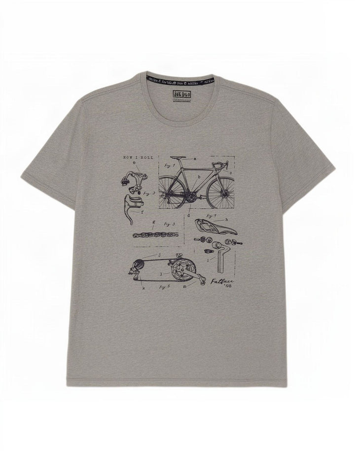 Fat Face Herren-T-Shirt mit Grafik, 2XL, grau meliert, Baumwolle