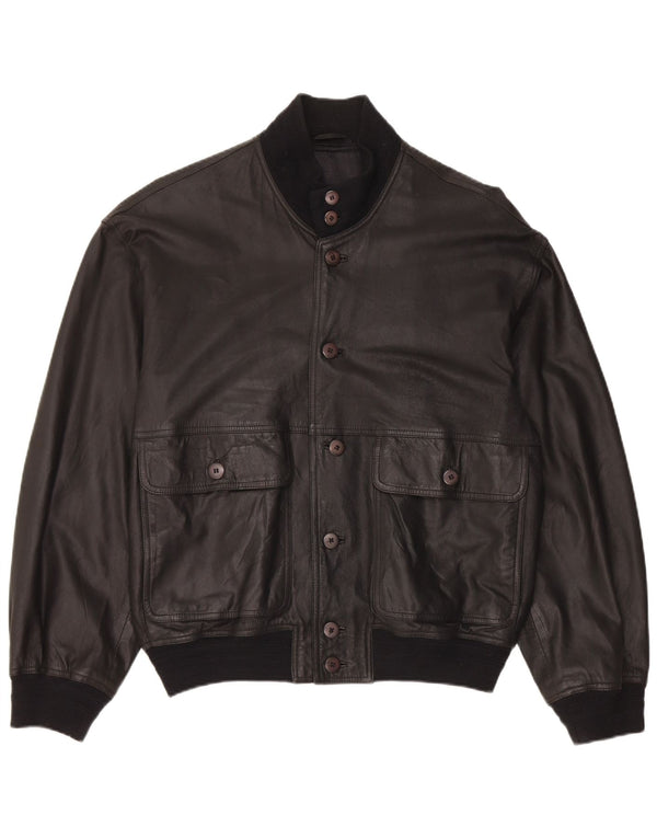 Vintage Mens Leather Jacket IT 50 Medium Black