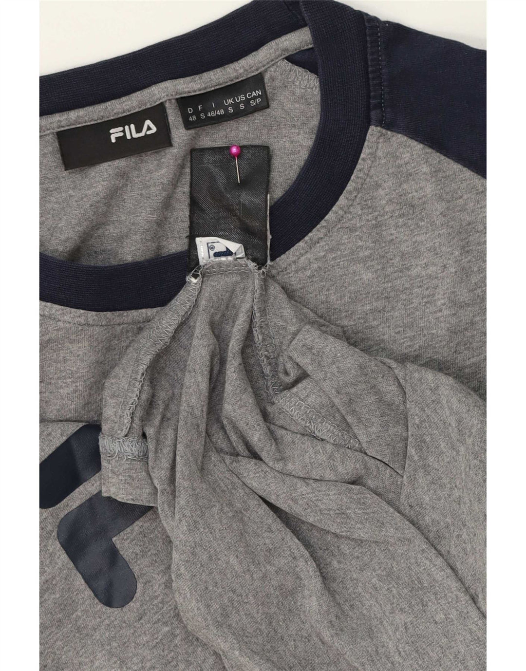Fila Herren Grafik-Oberteil, langärmelig, klein, Grau, Colourblock-Baumwolle