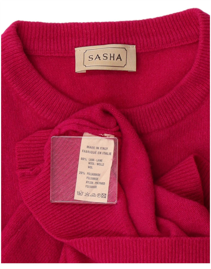 SASHA Damen-Pullover mit Rundhalsausschnitt, UK 14, große rosa Wolle