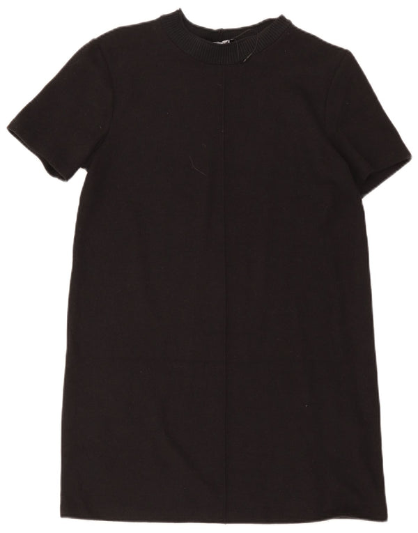 Zara Damen Etuikleid UK 12 Mittelschwarze Baumwolle