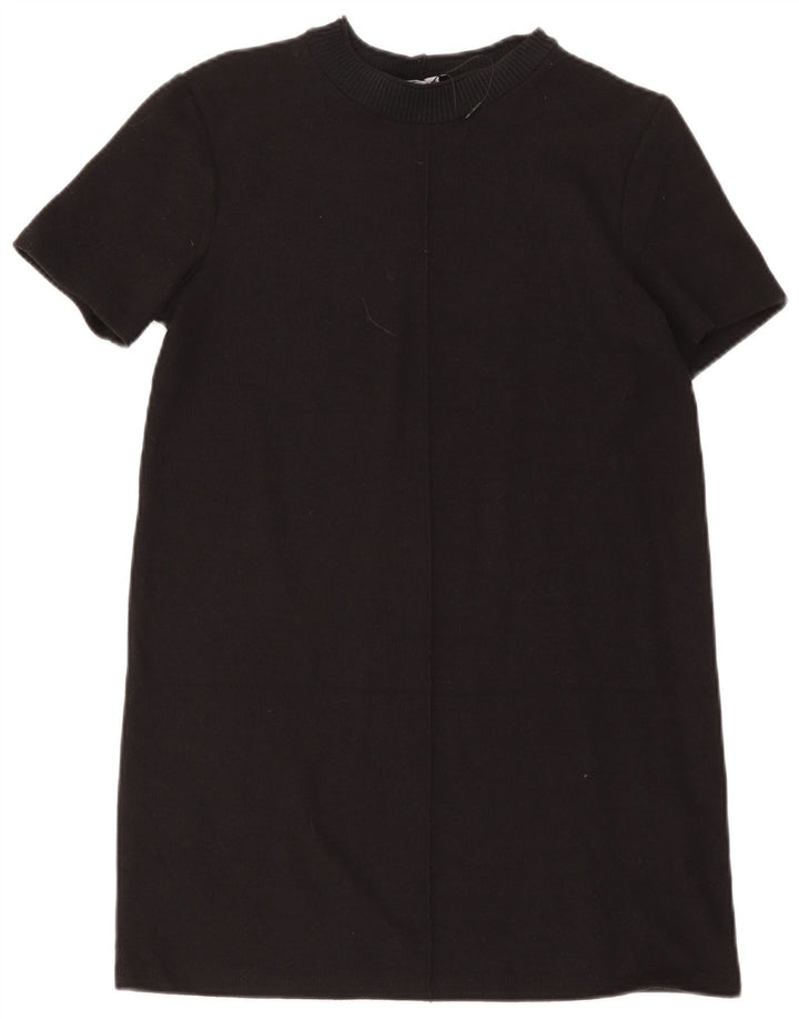 Zara Damen Etuikleid UK 12 Mittelschwarze Baumwolle