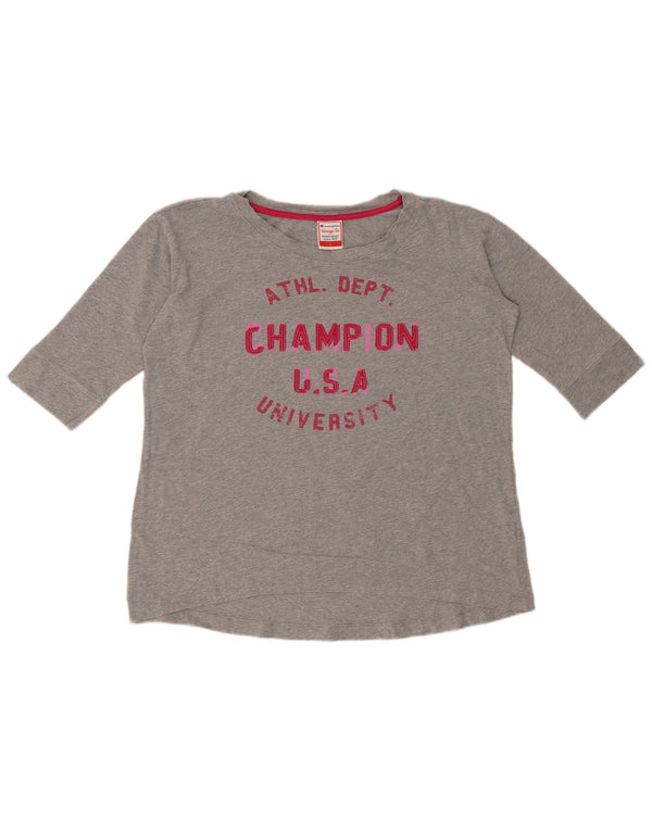 CHAMPION Damen Heritage Fit Graphic Top 3/4 Ärmel UK 16 Large Grau