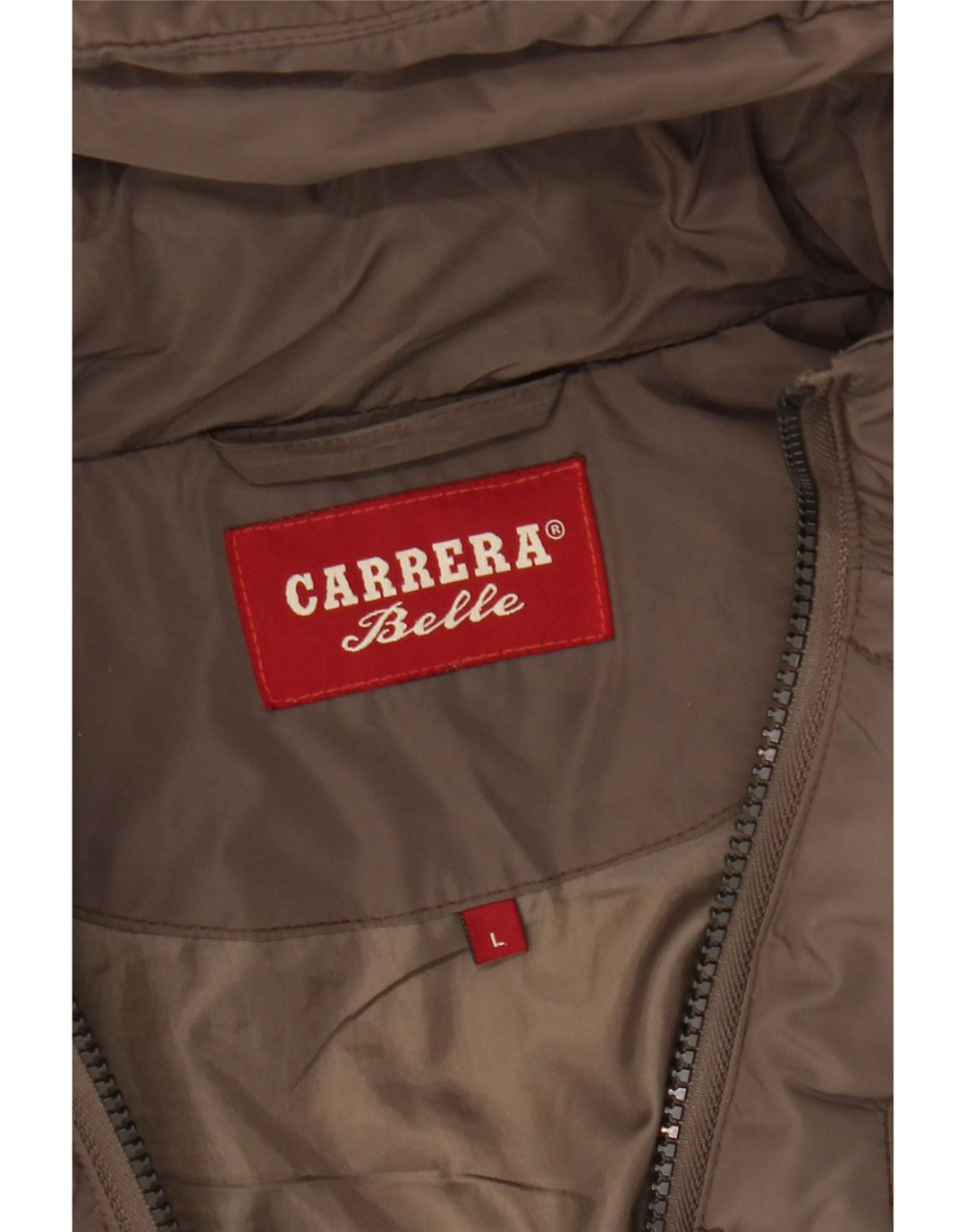 Carrera Wattierte Damenjacke mit Kapuze, UK 14, Größe L, Braun