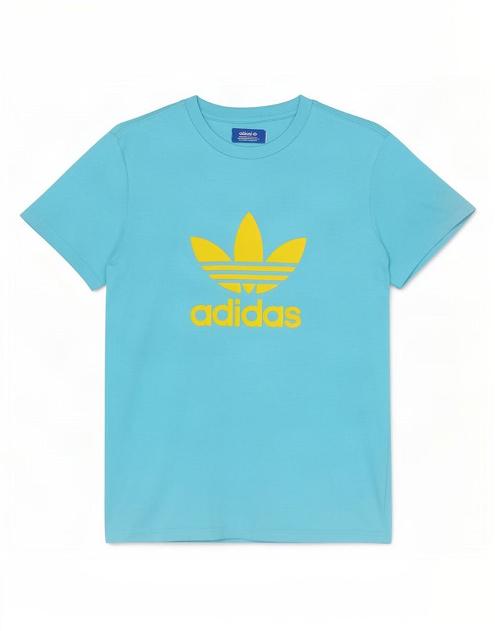 Adidas Herren Grafik-T-Shirt aus mittelblauer Baumwolle