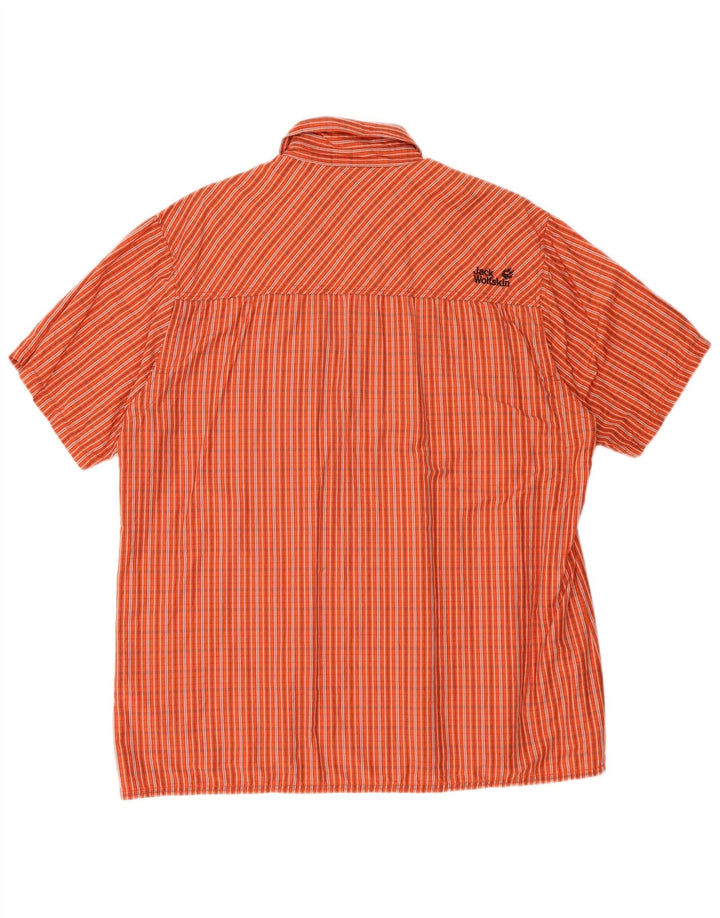 Jack Wolfskin Herren Kurzarmhemd XL Orange Check Lyocell