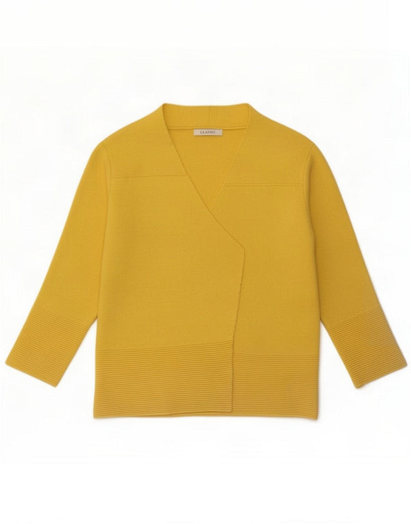 Marks & Spencer Damen-Cardigan mit 3/4-Ärmeln, offen, UK 10, Gelb