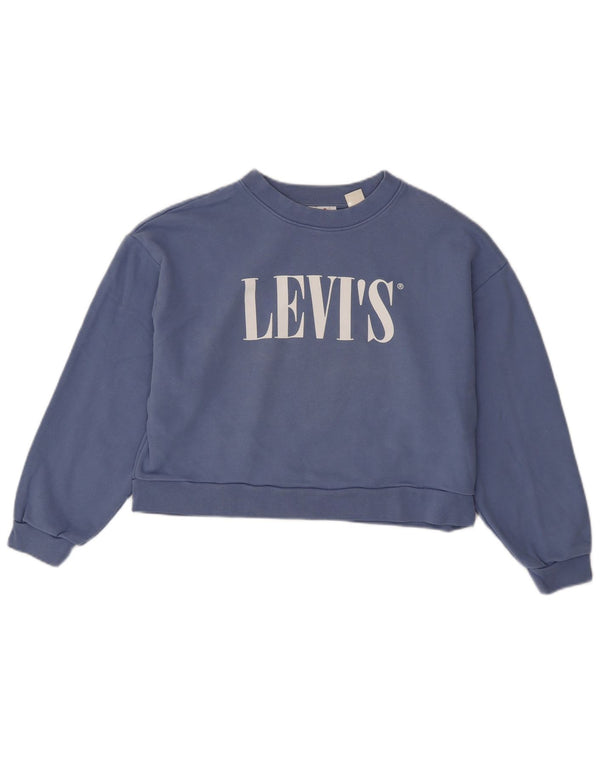 Levi's Damen-Sweatshirt mit übergroßem Grafik-Crop-Sweatshirt, Gr. 6, XS, Blau, Baumwolle