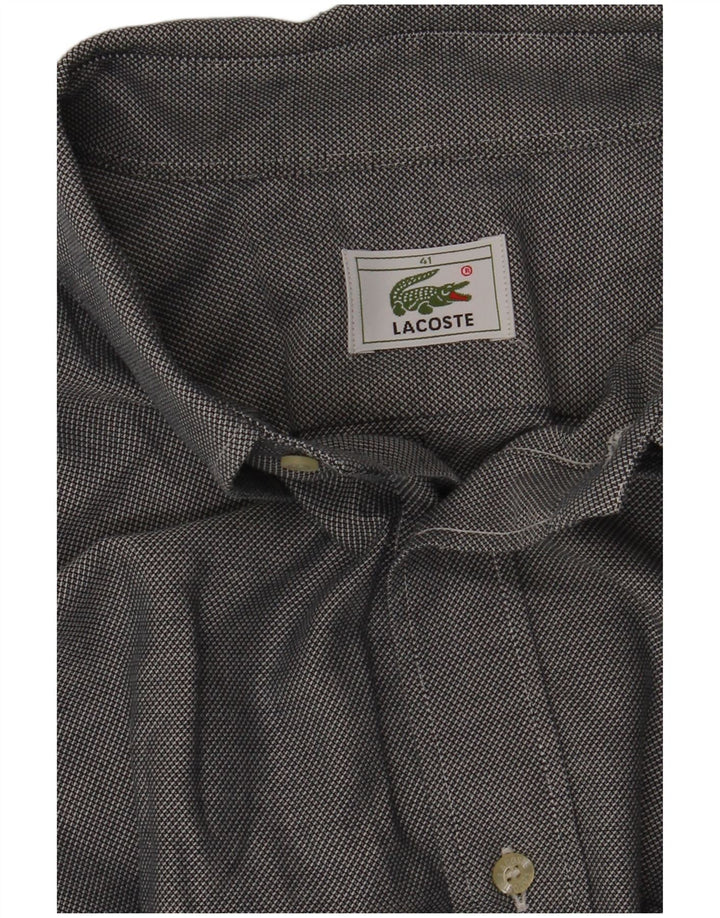 Lacoste Herren-Kurzarmhemd, Größe 41, groß, grau meliert