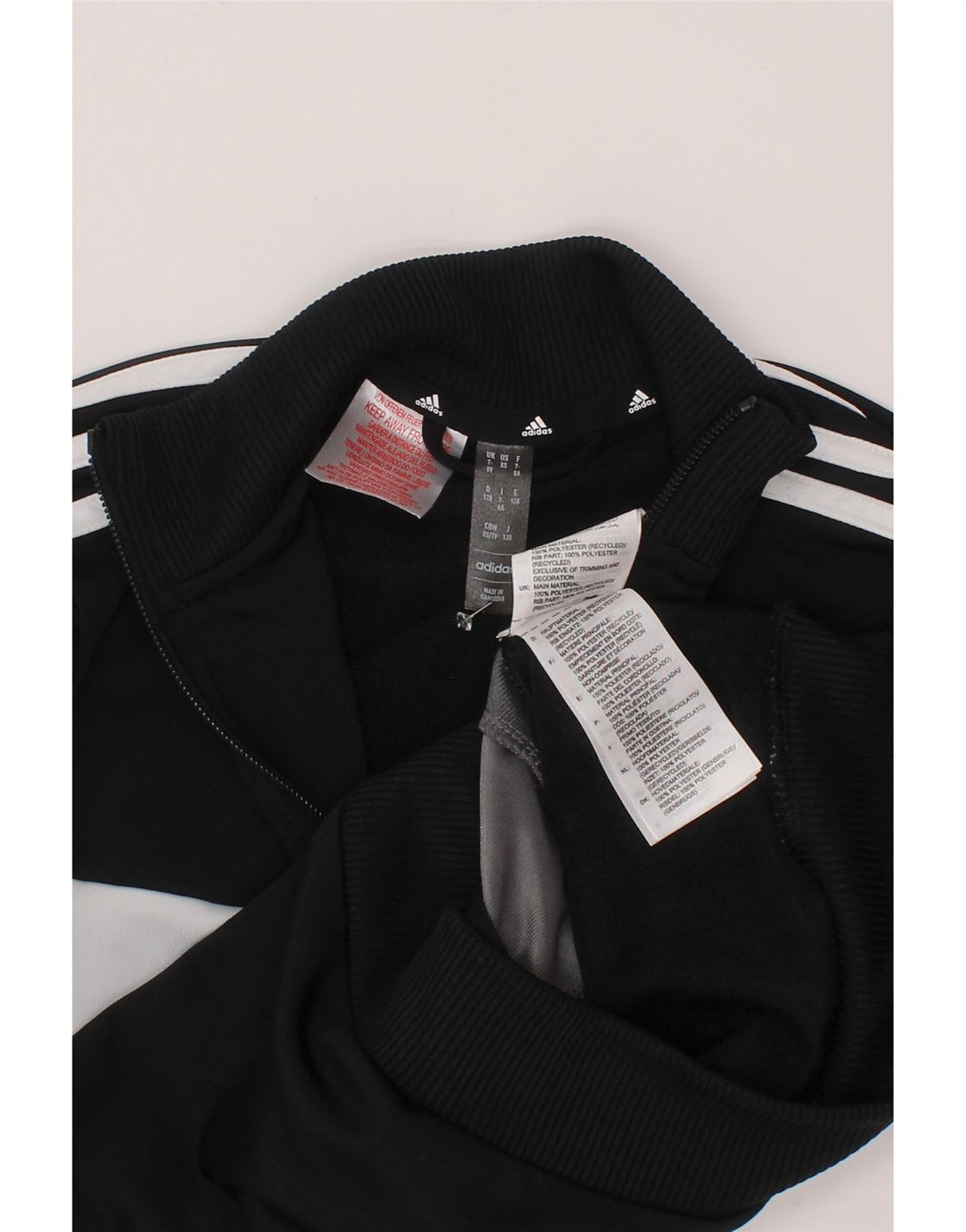 ADIDAS Jungen-Trainingsanzug-Top-Jacke, 7–8 Jahre, schwarzes Farbblock-Polyester