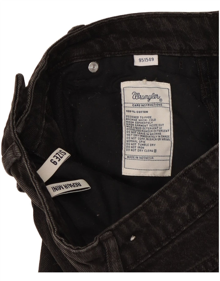 Wrangler Damen Mini-Jeansrock US 9 Medium W27 Schwarze Baumwolle
