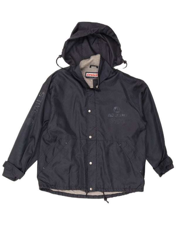 Invicta Herren Loose Fit Graphic Hooded Rain Jacket UK 38 Medium Navy Blue