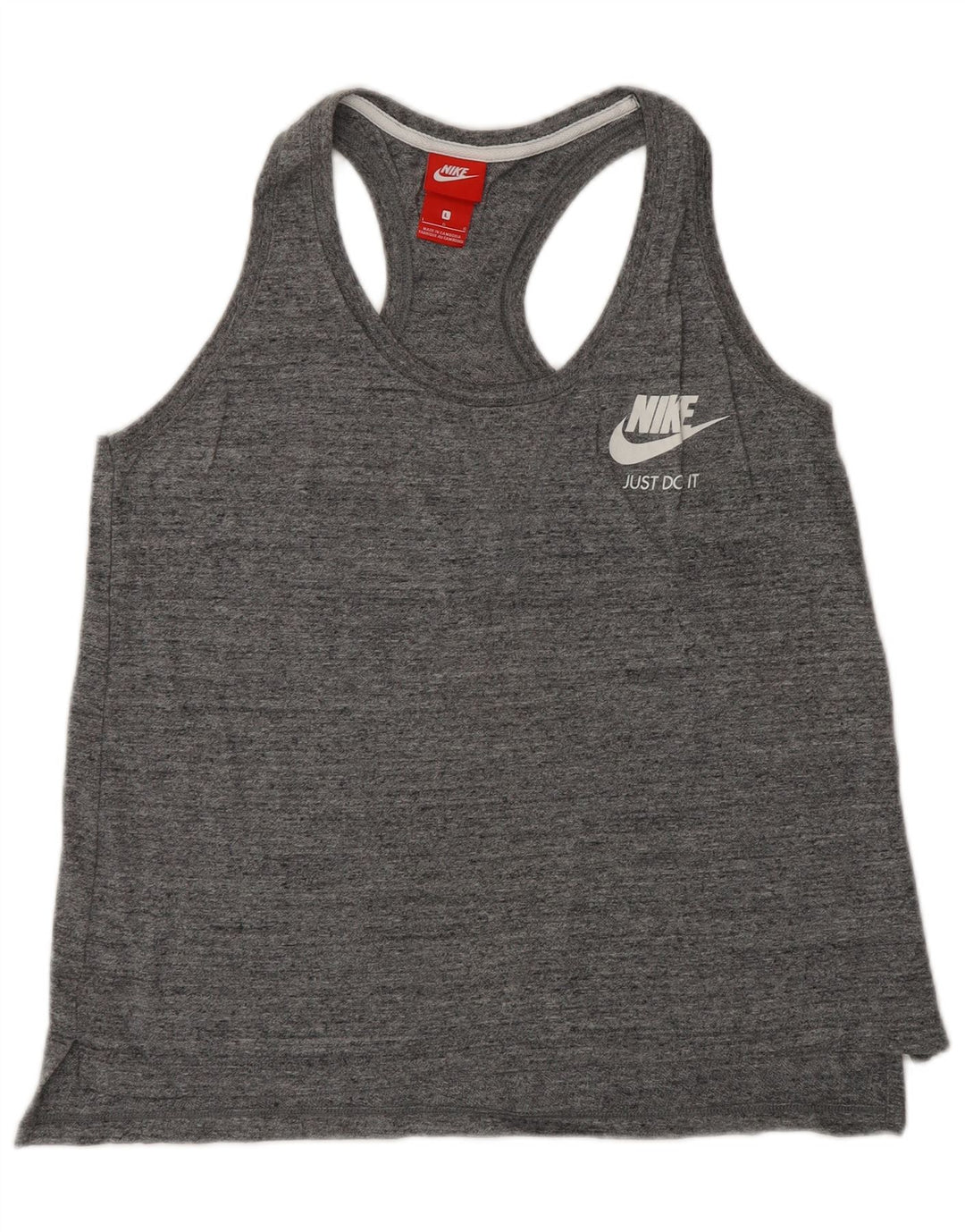 NIKE Damen-Trägershirt UK 14 Large Grau gefleckte Baumwolle