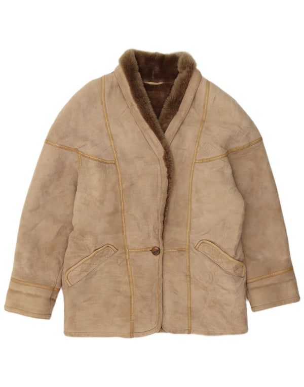 CONBIPEL Damen Shearling Jacke UK 16 Large Beige Shearling