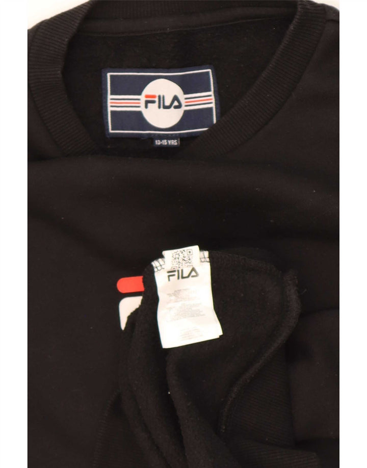 Fila Jungen-Sweatshirt mit Grafik, 13–14 Jahre, schwarzes Polyester