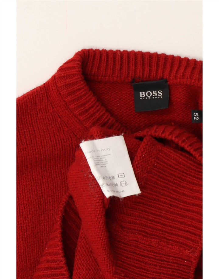 Hugo Boss Herren-Pullover mit Rundhalsausschnitt, EU 52, große rote Wolle