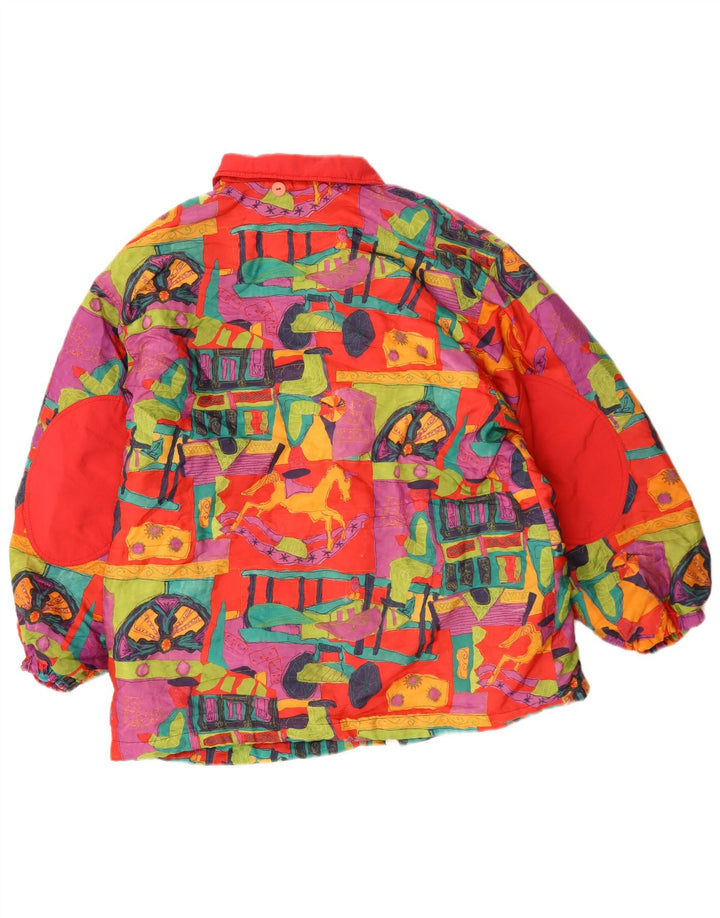 Vintage Damen Windjacke mit abstraktem Muster UK 20 2XL Rot