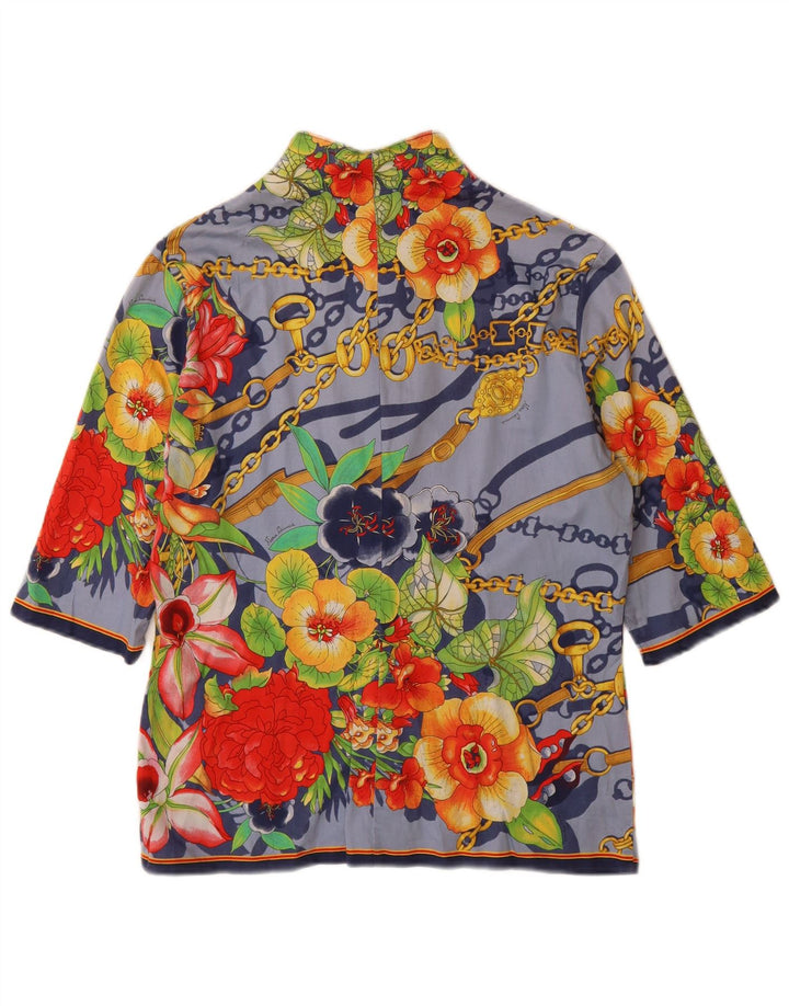 NARACAMICIE Damen-Hemdbluse mit grafischen 3/4-Ärmeln, Gr. 40, Größe L, blau geblümt