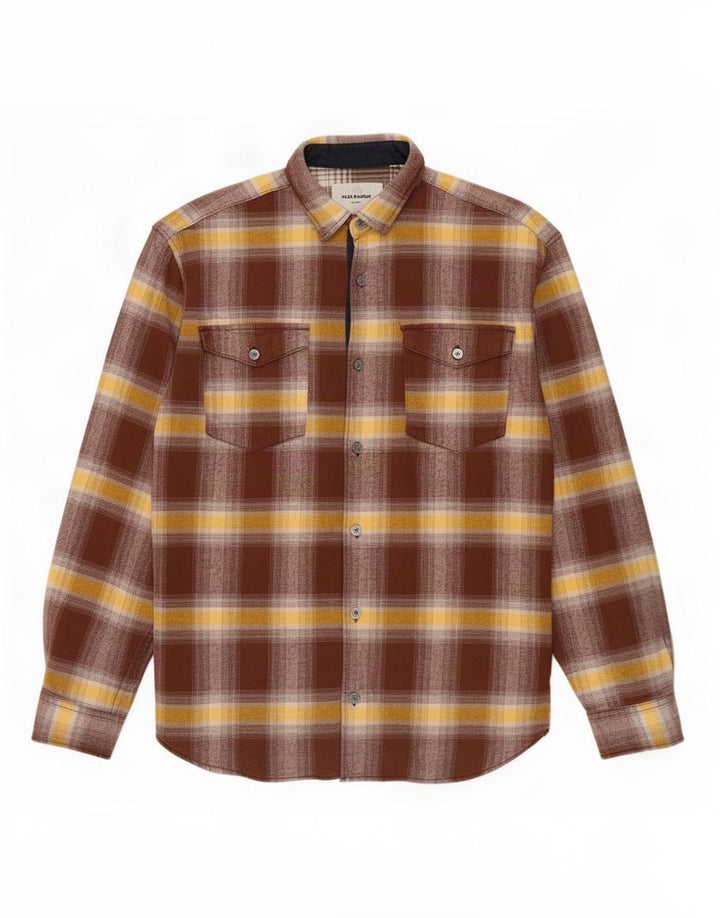 Jack & Jones Herren-Flanellhemd aus mittelbraun karierter Baumwolle