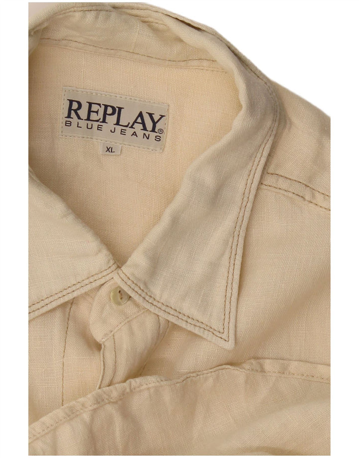 Replay Herren Kurzarmhemd XL Beige