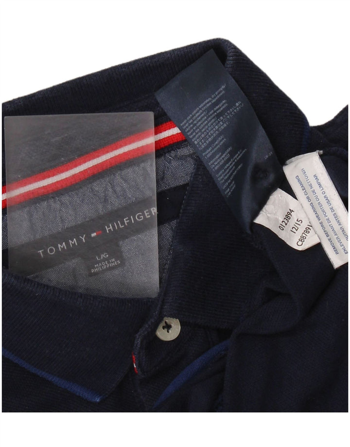 Tommy Hilfiger Herren-Poloshirt, groß, marineblau, gestreift, Baumwolle